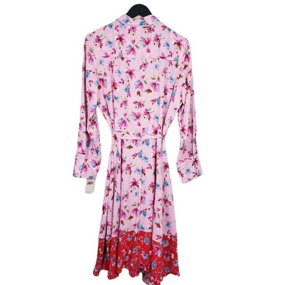 NWT Nanette Lepore Floral Multiprint Button Up Collated Shirt Midi Dress - Picture 7 of 13